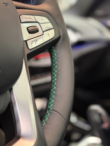Alpina XD3 Lenkradindividualisierung grün-blaue Naht